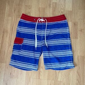 Sperry Top-Sider Red White & Blue Striped Swim Trunks Size 32